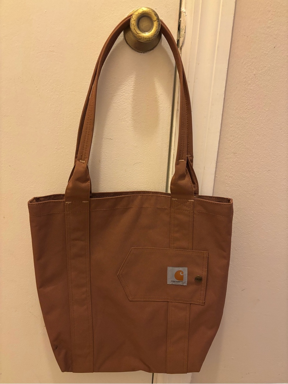 Carhartt Women's Tan Canvas Tote with Front Patch Pocket